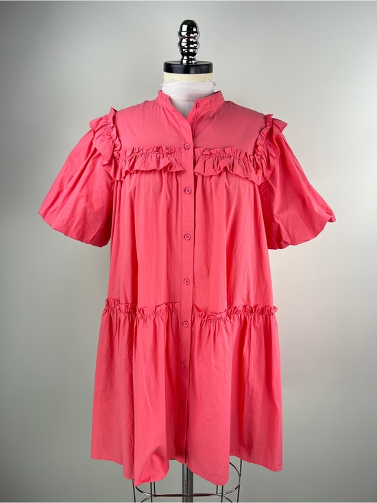 Gigio Dresses & Skirts - 💚 3677. Ruffled Button-Front Pink Baby Doll Dress